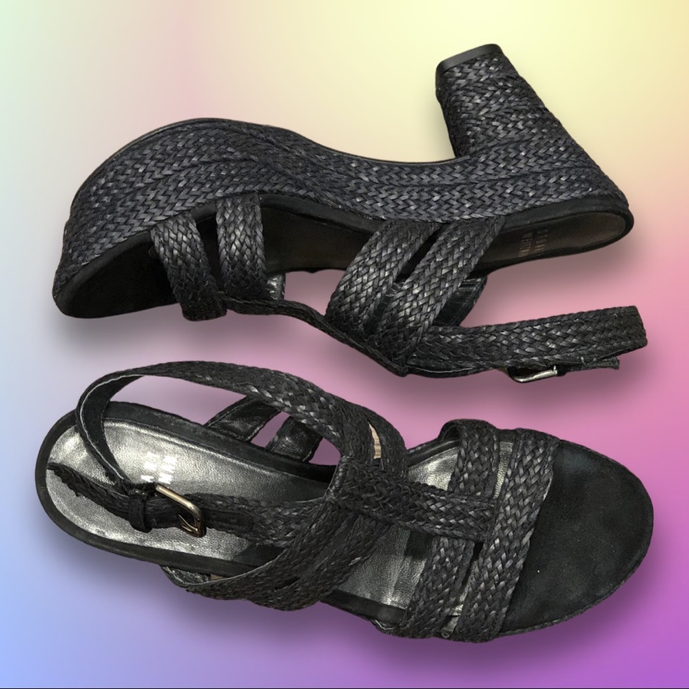 Stuart Weitzman Braided Leather Platform Sandals
